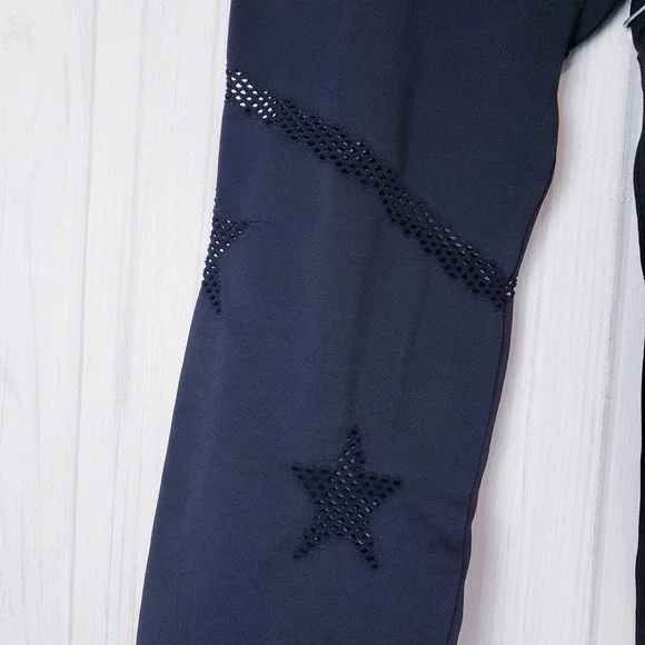 Spiritual Gangster M/L Star Mesh Leggings Full Length Workout Black SU83677021 - Picture 6 of 8